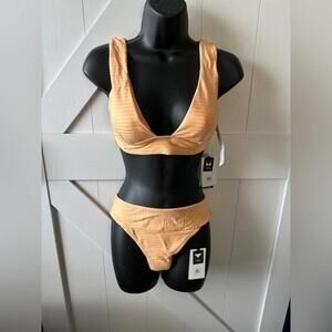 Rip Curl Surf V-Neck Swim Top w/ High Waisted Cheeky Swim Bottom - Small NWT